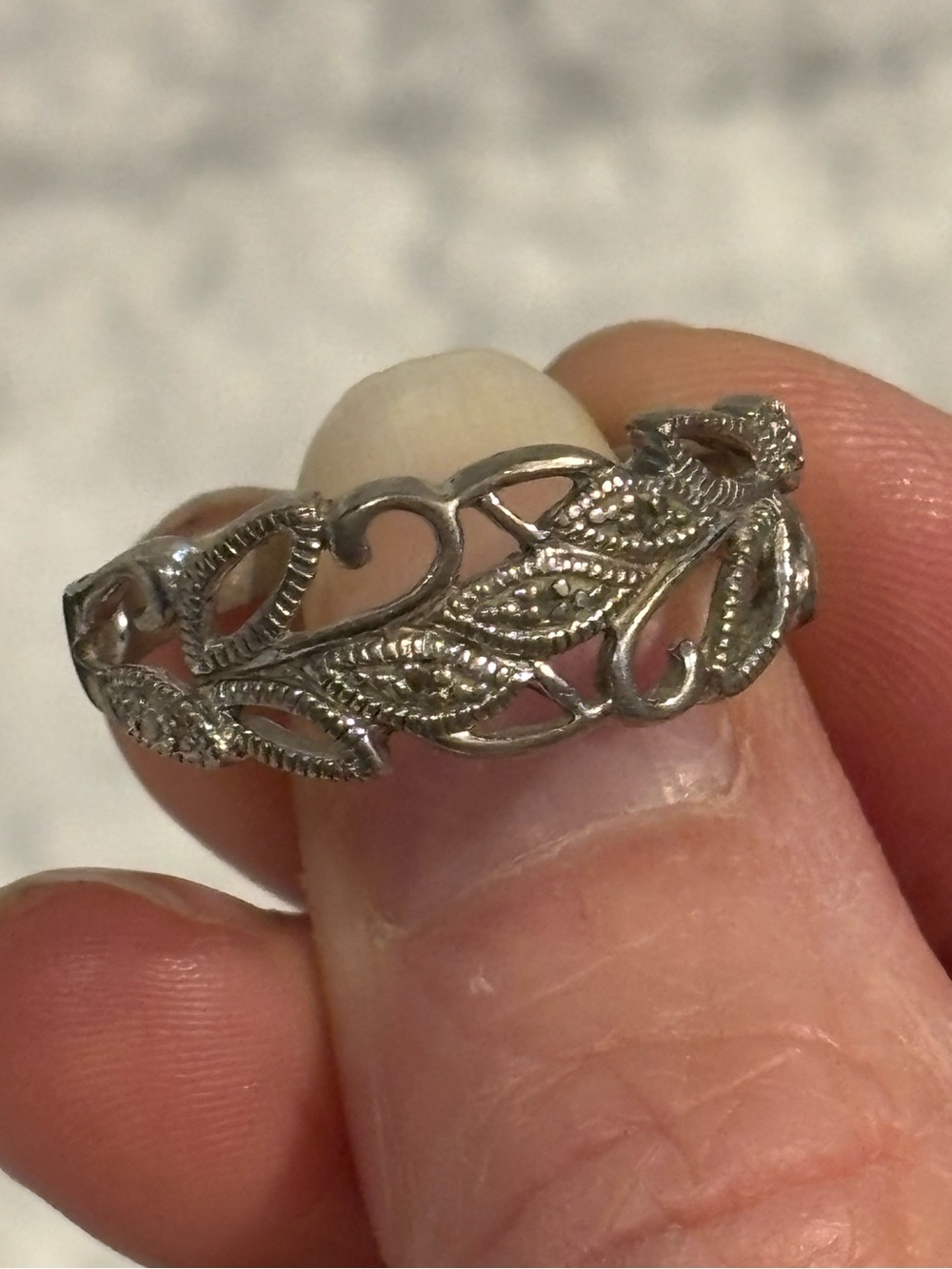 Sterling Silver 925 Leaf Vine Filigree Band Ring Size 10 Nature Inspired